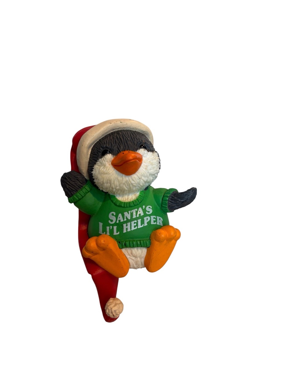 Vintage 1980 Hallmark “Shirt Tales” Pammy Penguin Christmas Stocking Hanger